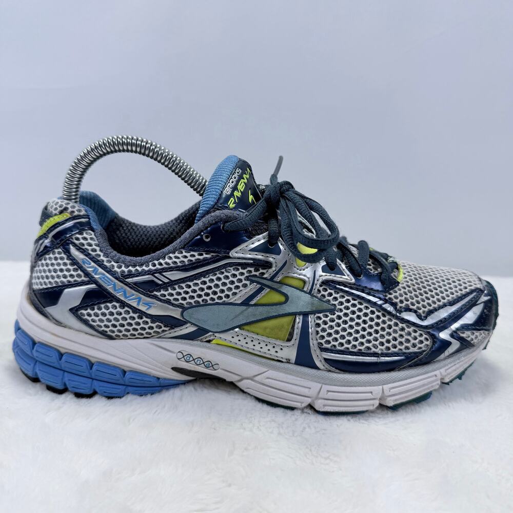 Brooks Ravenna 4 Womens Running Shoes Blue Gray Volt Athletic Sneakers Size 8.5